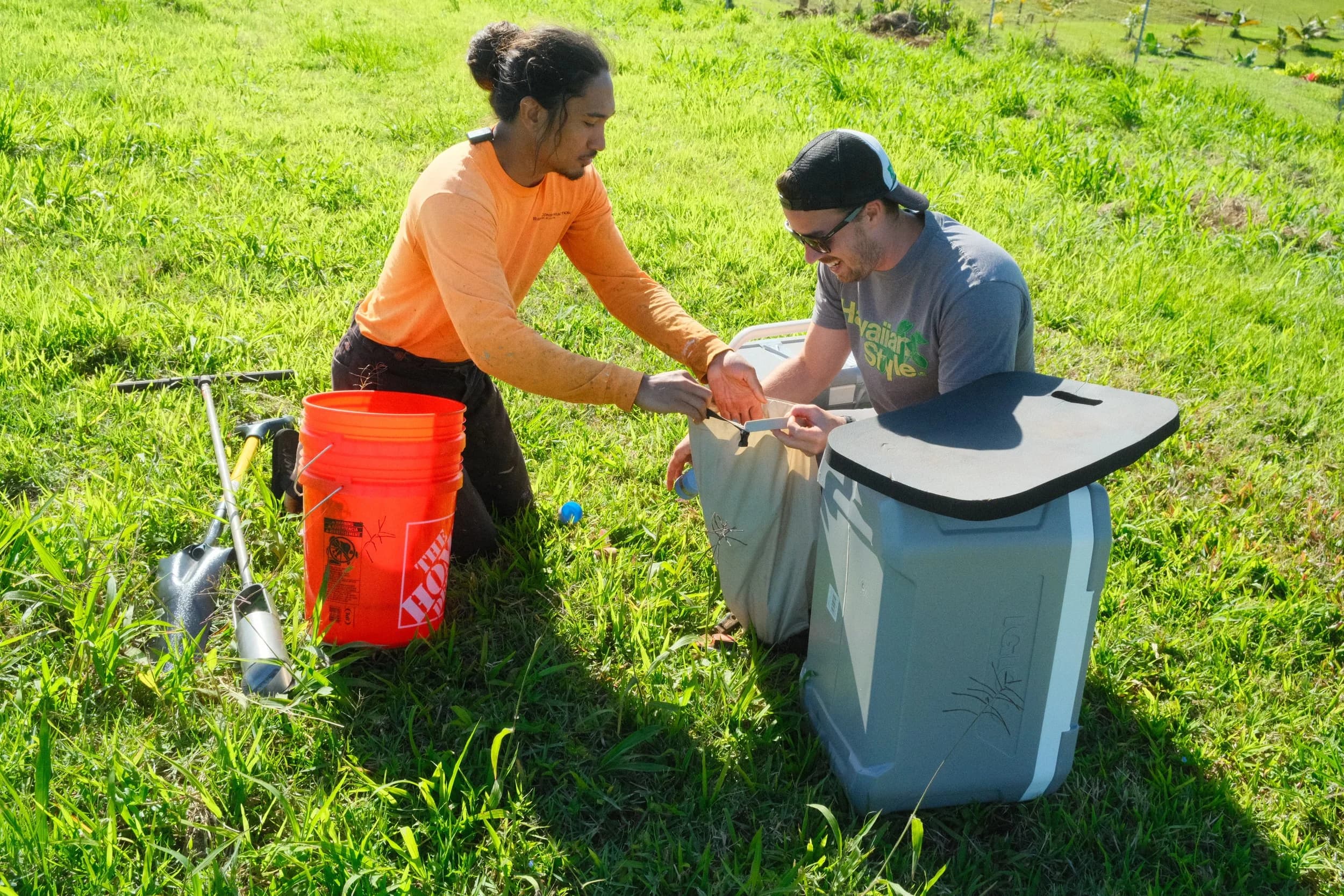 Soil sample collection in the field in Hawaiʻi